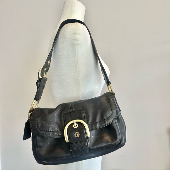 VTG Coach Y2K Soho Legacy Black Leather Brass Buckle Shoulder Bag Flap Purse Box - Picture 16 of 16